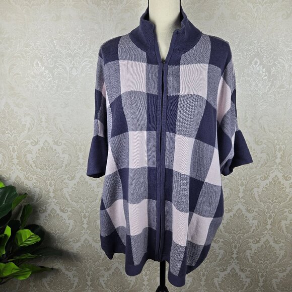 Southern Proper Size L/XL (8-14) Perry Cape in Cloud Pink and Grisaille Plaid - Picture 1 of 12
